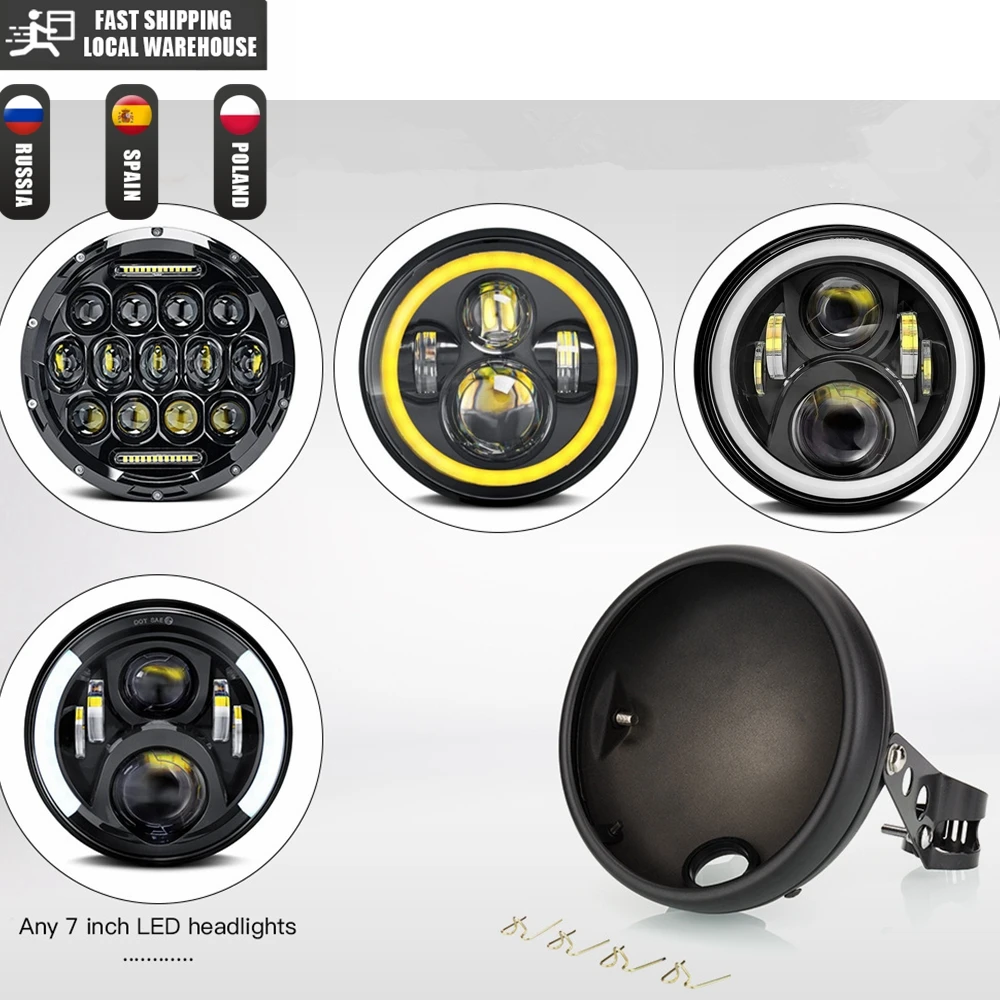 รูปสินค้า ไฟหน้า LED DRL 7 นิ้ว สำหรับรถจักรยานยนต์