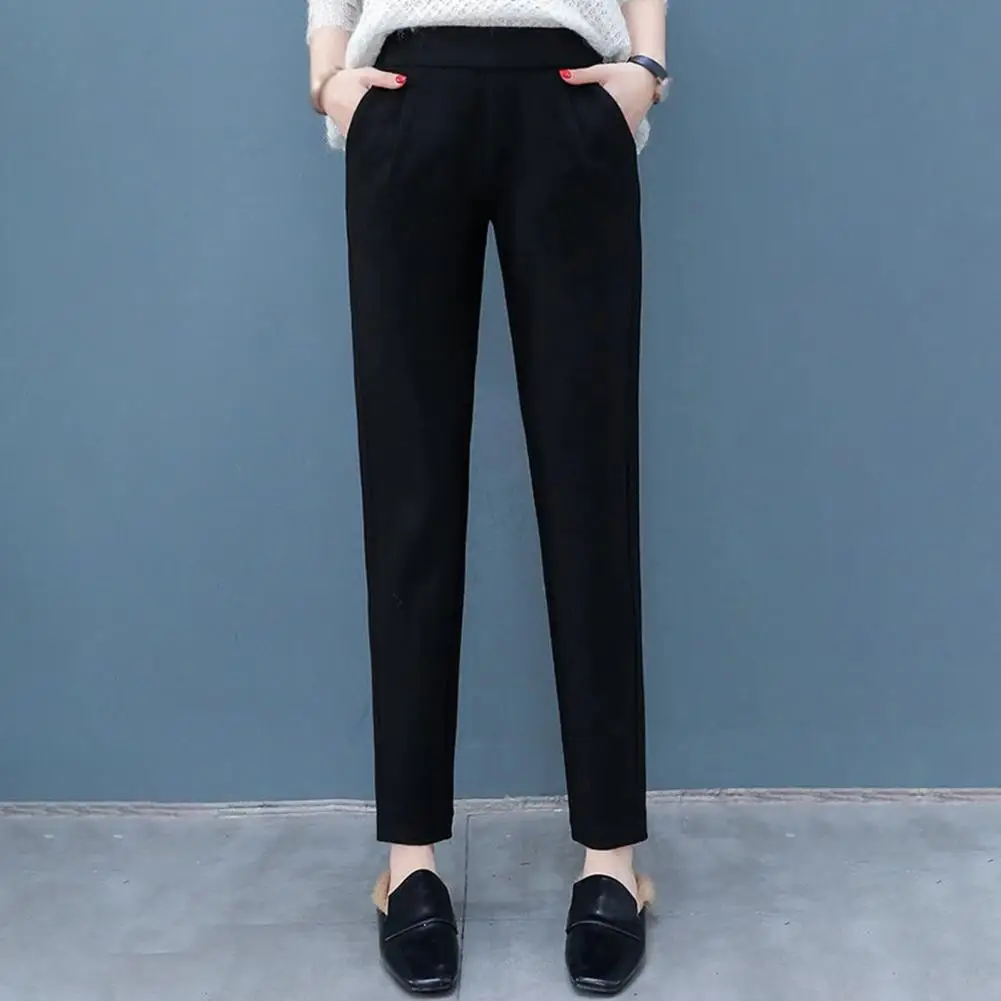 

wool Harlan pants women fall winter new high waist show feet suit pants loose casual smoke pipe pants Lady Suit Pants