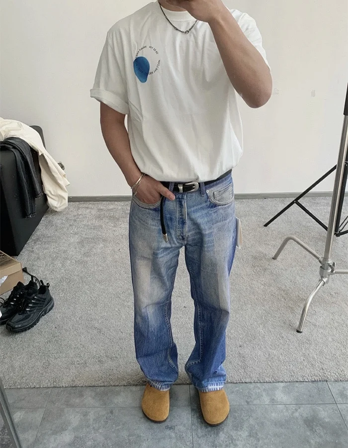 

Jeans Legacy Blue Print Retro Washed Vintage Comfortable Fashionable Loose Straight Luxury Brand High Quality Designer Fashion