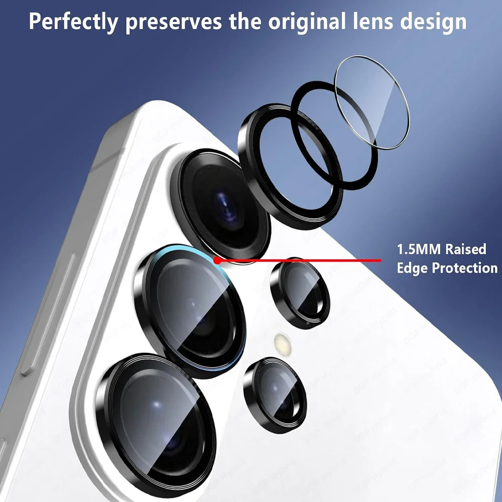 Ultra HD Anti-Scratch Tempered Glass Camera Lens Protector with Aluminum Ring