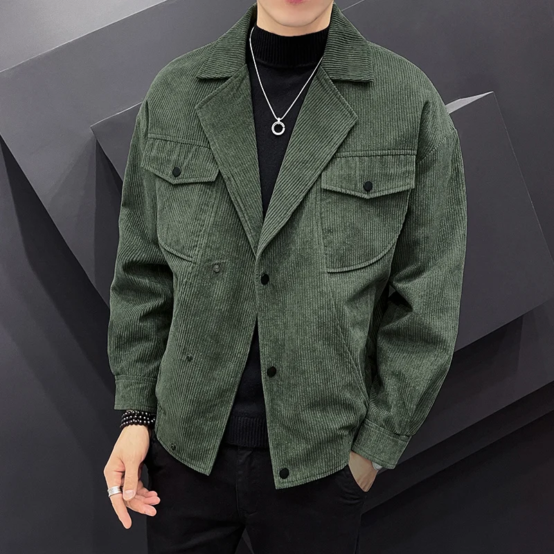 

2023 Brand Clothing High Quality For Men Corduroy Casual Jacket/Male Slim Fit Fahion Slim Fit Coat Plus Size S-4XL