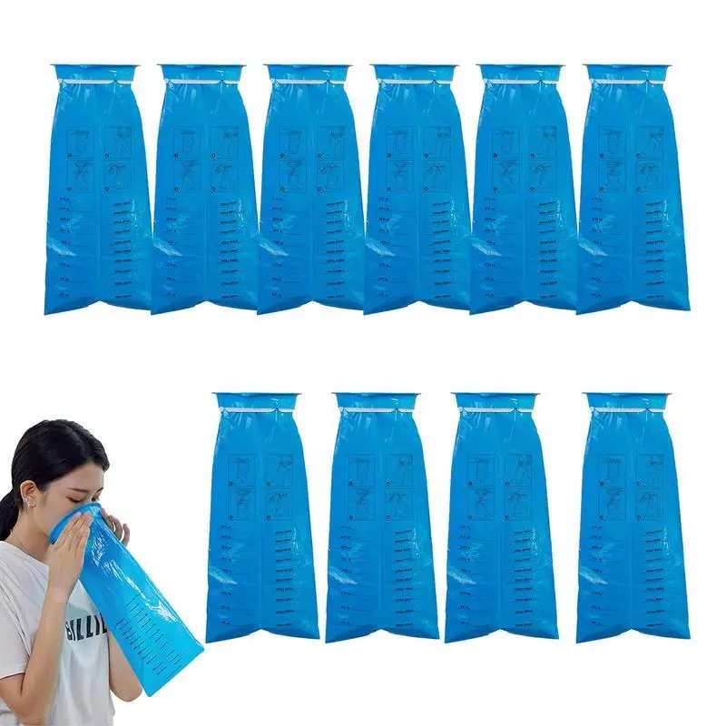 

Vomit Bags 10 Pack Car Throw Up Bag with Graduated Mark Leakproof Puke Bag 1000ml Portable Nausea Bags Barf Bag for Travel