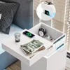 Nightstand with Charging Station and LED Lights,Night Stand with Sliding Top for Bedroom,Bedside Table with Drawers 3