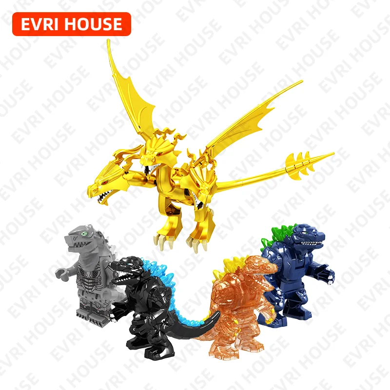 

King Ghidorah Mini Action Figures Kaiju Monster Anime Movies Bricks Assembly Building Blocks Toys for Children