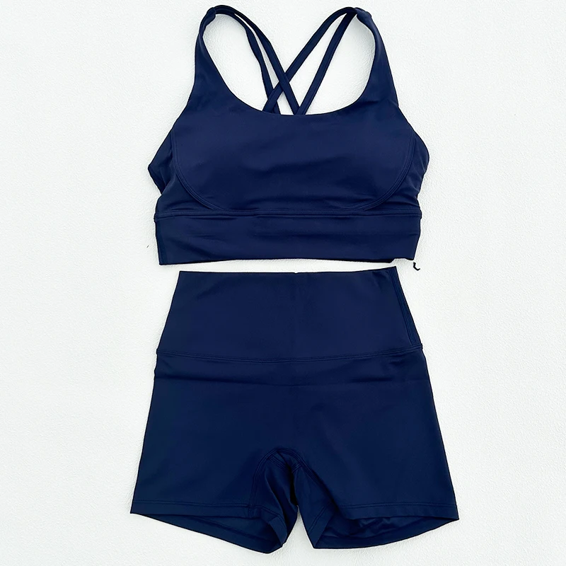 2 Piece Yoga Clothes Women's Tracksuit Athletic Wear Fitness Suit Gym Workout Push Up Clothes Sports Bra Yoga Shorts Suit
