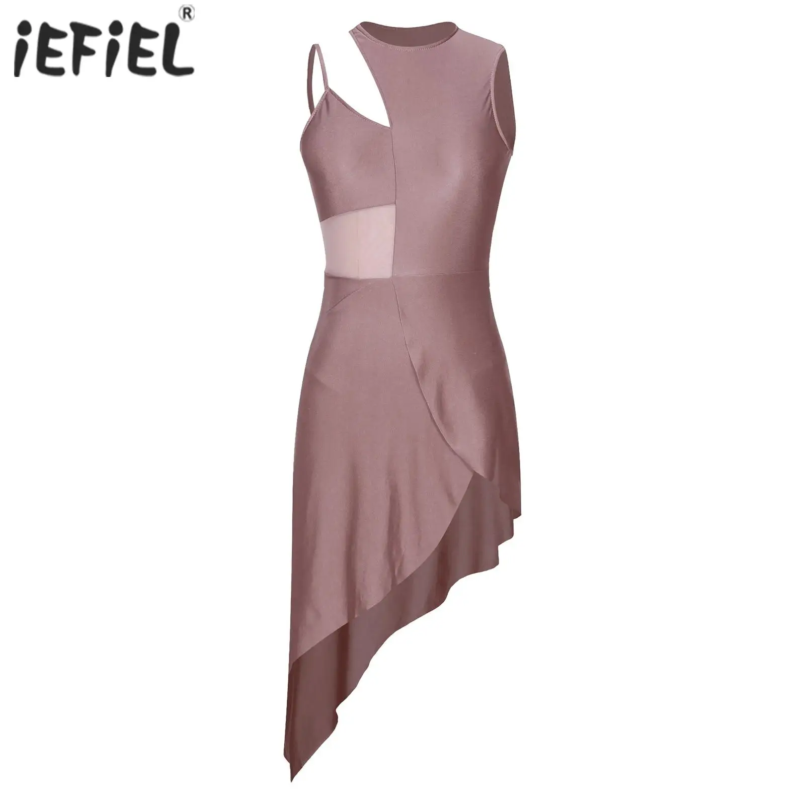 Lyrical Costumes Womens Lyrical Dance Costume Lace Asymmetrical Mesh Tulle  Flowy Skirt Dress Two Piece Costume For Women
