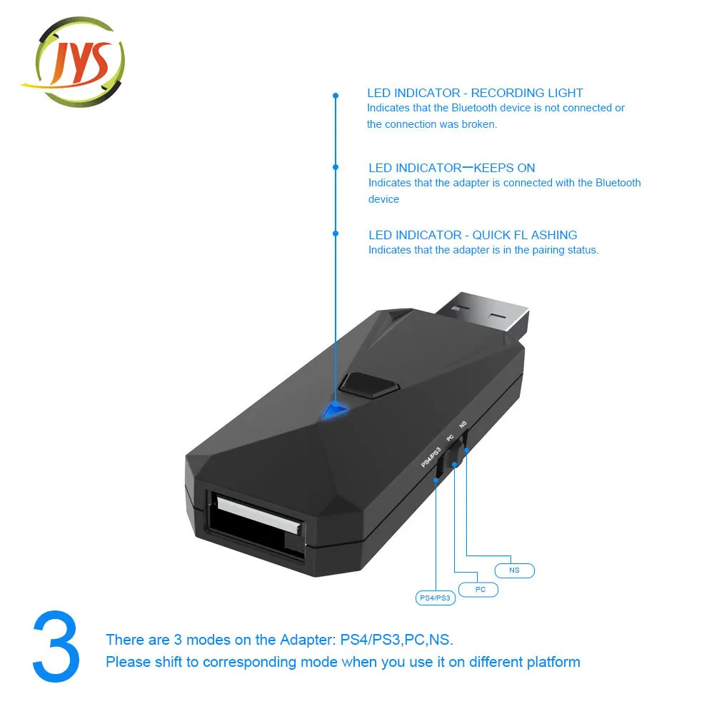 JYS-P4135 무선 컨트롤러 어댑터, PS5, PS4, PS3, Xbox, witch 콘솔, PC용
