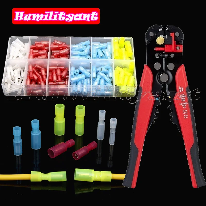 

180PCS Nylon Bullet Crimp Terminals Assorted Male Female AWG22-10/0.5-6.0mm² Insulated Cable Crimp Connector with Wire stripper