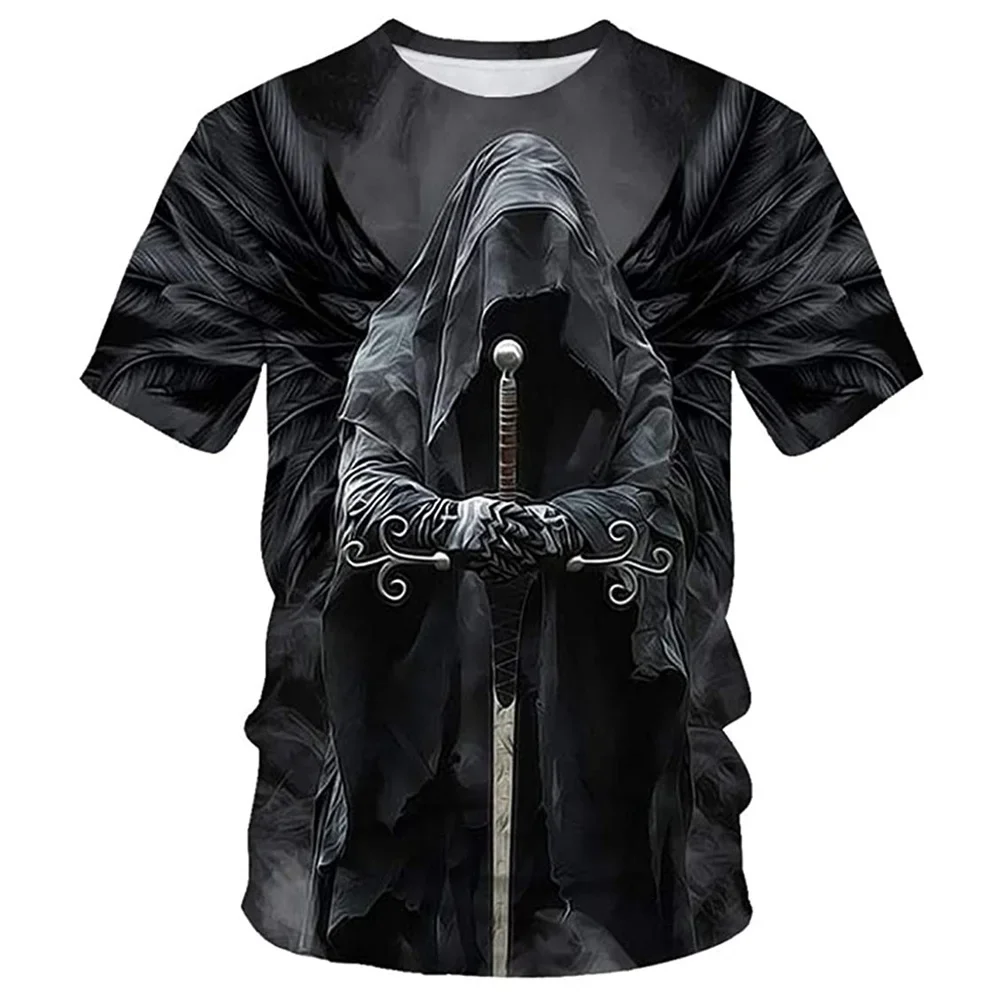 

3D T-shirt Men's Fashion Skull Hip Hop O-Neck Short Sleeve Shirt Abstract Harajuku Men's T-shirt Large T-shirt Men's Clothing
