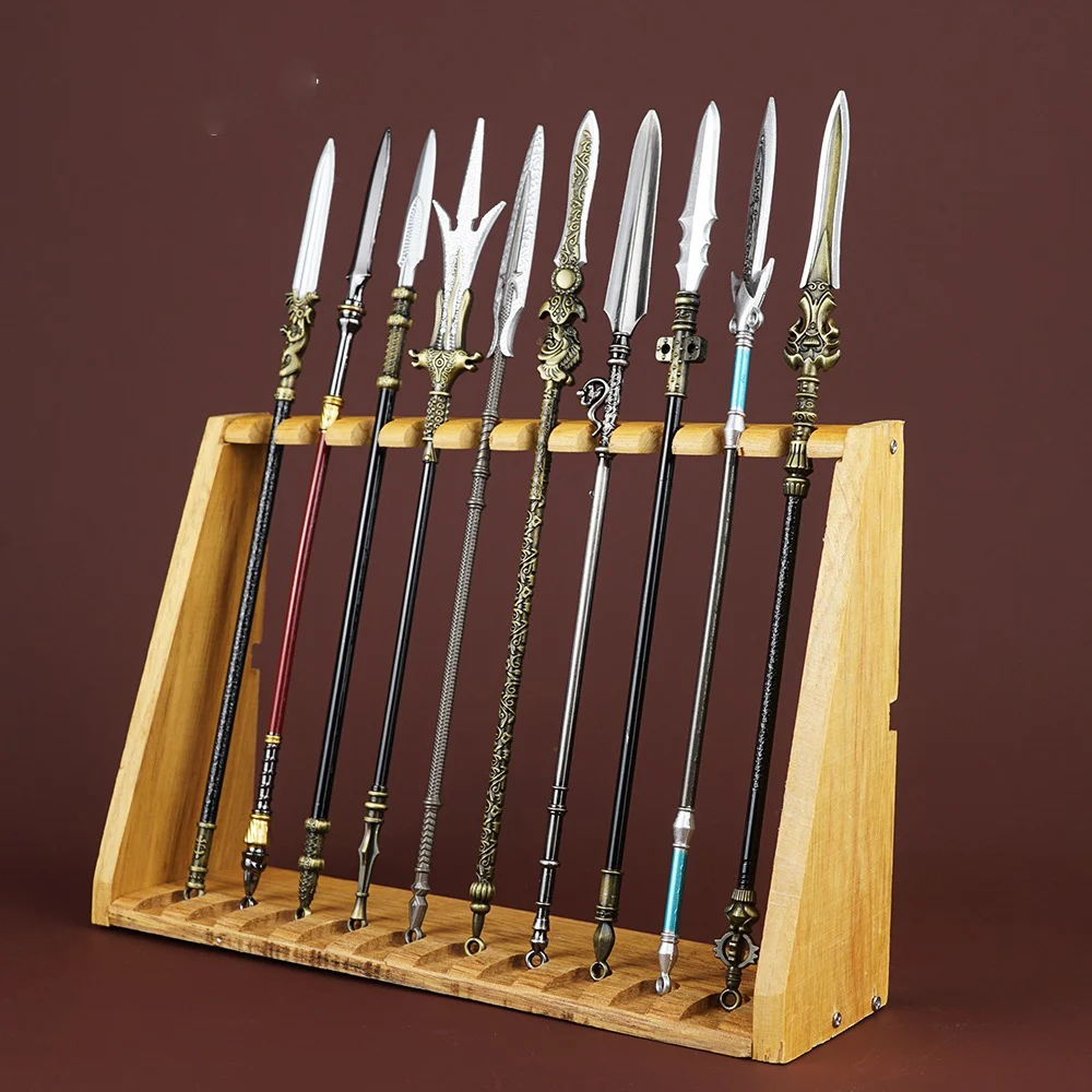 Description Picture 3 of item22cm Tiger Head Chisel Golden Spear Full Metal Lance Ancient Cold Weapon Model Ornament Toys for Male Boy Kid Replica Miniatures