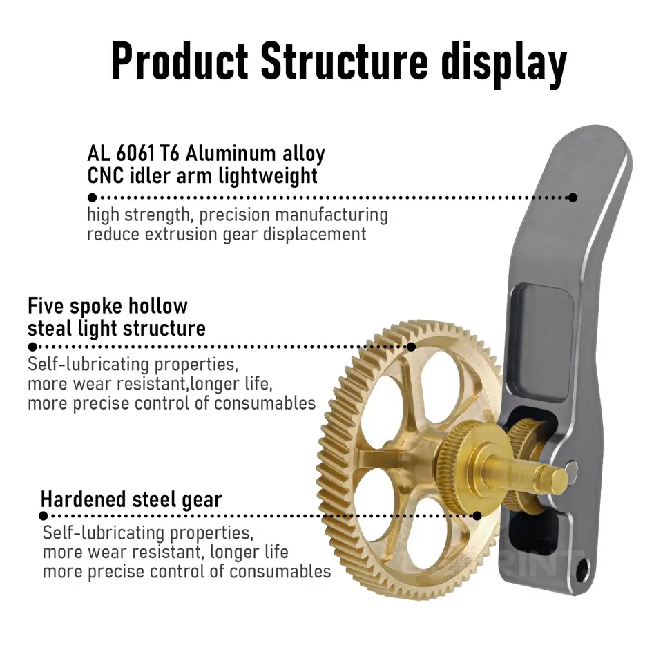 Upgrade All-Metal Extruder Gear Kit For Bambu Lab A1/A1mini Claw Gear RNC Nano-Coated Hardened Steel Helical Gear Wear Resistant image 4