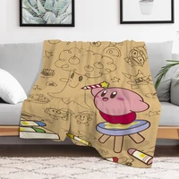 K-Kirbys Cute Cartoon Blanket Sofa Blankets & Throws Furry Warm Winter Throw Bed Double Fluffy Soft Decorative Anime Custom Home 1
