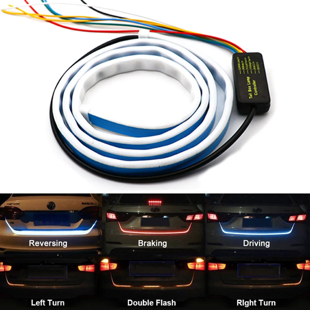 Car Stop Light LED Strip Dynamic Streamer Floating 12V Auto Trunk Tail  Brake Running Turn Signal Lamp Brake Tail Box Light 