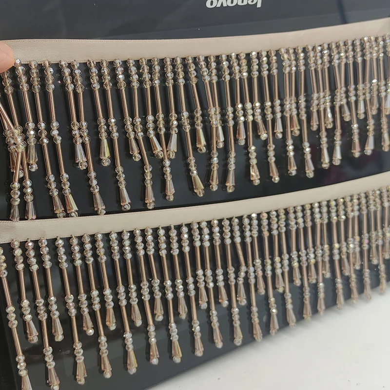 

1 ярд/90 см в ширину 7 см Новое кружево ручной работы цвета шампанского с кисточками, украшение для свадебного платья ручной работы «сделай сам» Аксессуары для одежды RS4351