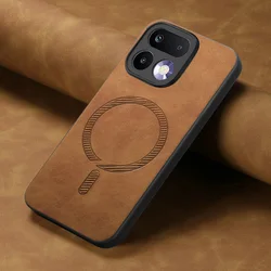 Leather Magnetic Wireless Charging Phone Case for Realme 16 Pro+ (Brown)