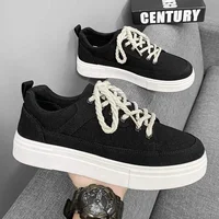 Men's Canvas Shoes Summer Breathable Casual Versatile Slip-On Ankle-Length Flat Heel Pure Color Student Sports Black Cloth Shoes