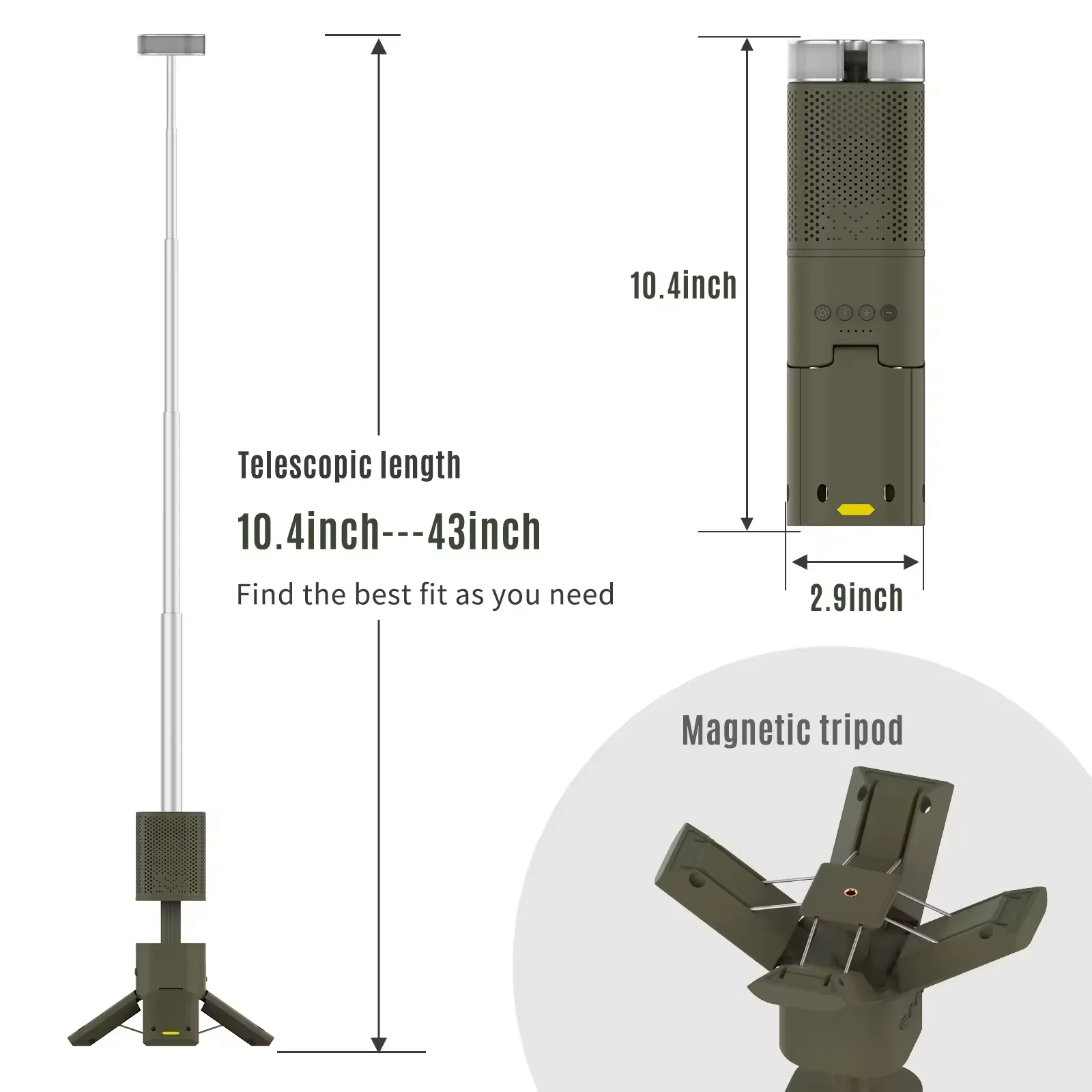 Rechargeable portable outdoor work light, 14000mAh, camping telescopic light with Bluetooth, suitable for hiking and camping RV
