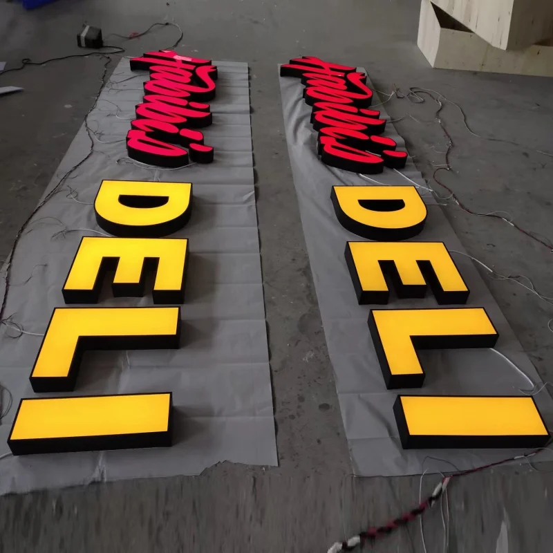 Insegne Personalizzate Per Negozi Di Lettere Di Canale A Led In Acrilico Per Esterni, Insegne Per Negozi Pubblicitari 3D Illuminate A Led Per Il Logo 