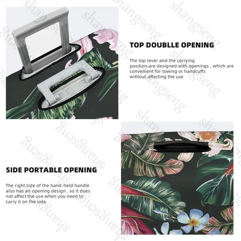 Palm Leaves Flower Thick Elastic Luggage Protective Cover Zipper Suit For Bag Suitcase Covers Trolley Cover Travel 4