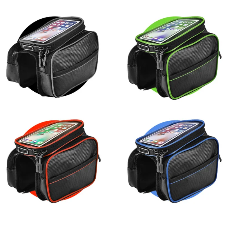 Bicycle Bags Front Beam Large Capacity Waterproof Bag Mobile Phone Touch Screen Mountain Bike Saddle Cycling Accessories