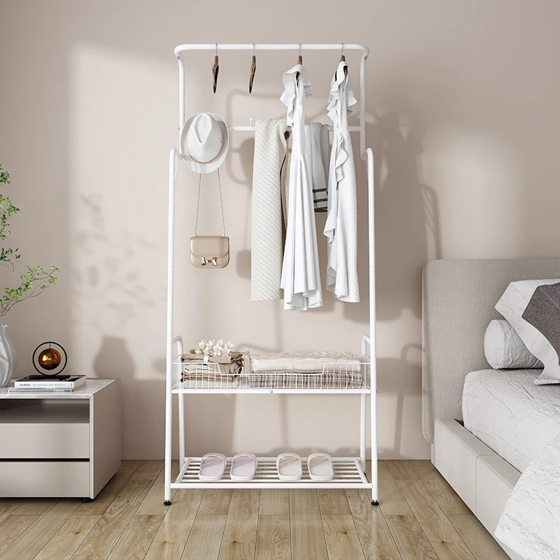 

Bathroom Aesthetic Boutique Clothes Rack Metal Girls White Drying Pole Coat Hanger Shop Rectable Long Kledingrek Hall Furniture