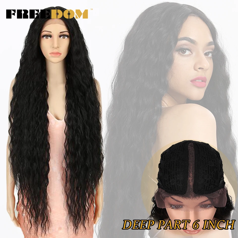 FREEDOM Synthetic Lace Front Wigs For Black Women 40 Inch Long Cosplay Wig Curly Lace Wigs Ombre Highlight Ginger White Pink Wig