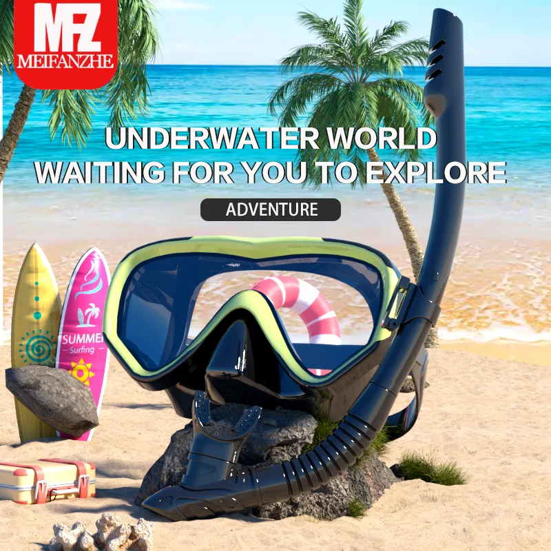 Snorkeling Set Anti-Fog Silicone Tempered Glass Diving Mask Adult Goggles Leak-Proof Snorkeling Mask for Man And Women