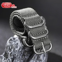 Universal Fabric Nylon Loop Watch Band with Metal Ring Buckle - Soft Sports Bracelet - 22mm (Grey)