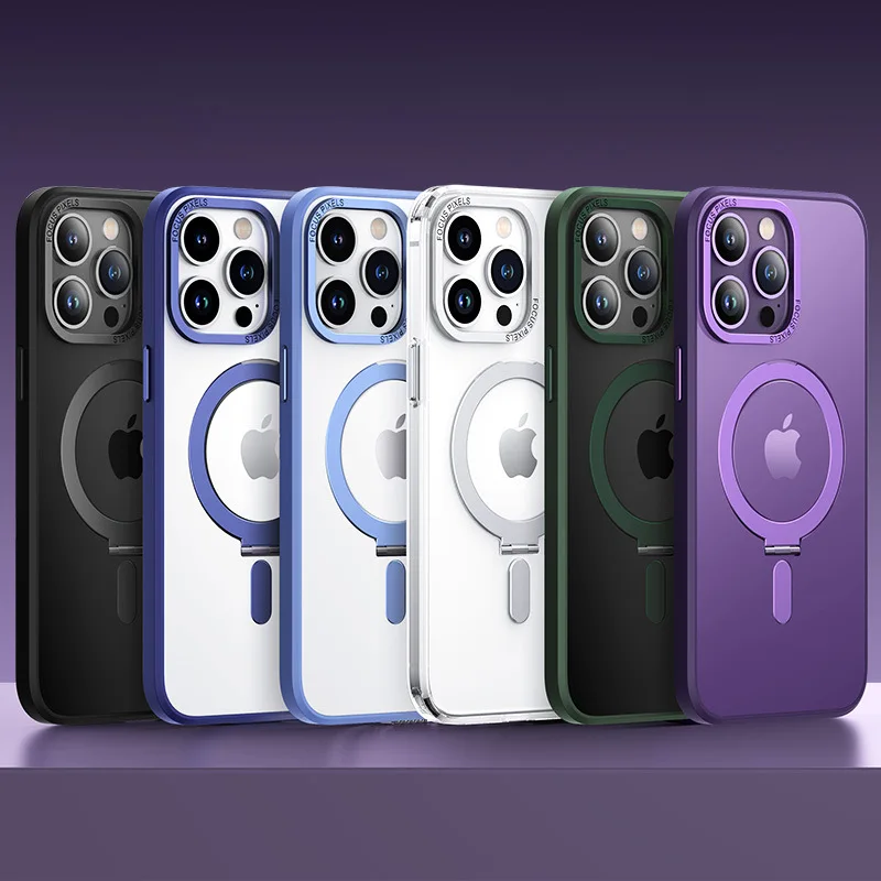 

Матовый Прозрачный чехол для iPhone 14 Pro Max, Магнитный чехол с кольцом-держателем для телефона 11, 12, 13, 14 Pro Max, поддержка беспроводной зарядки