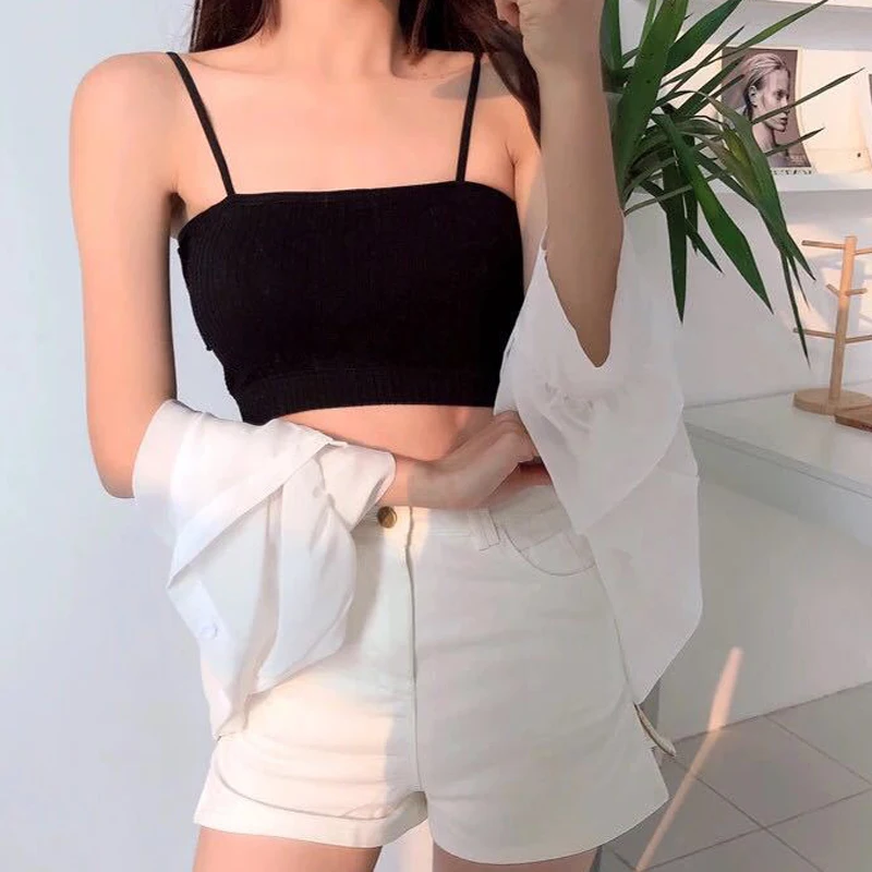 Description Picture 4 of itemSolid Color Sexy Tank Crop Tops Women Summer Basic Crop Top Streetwear Sleeveless Camis Cool Girls Cropped Tee Camisole Femme