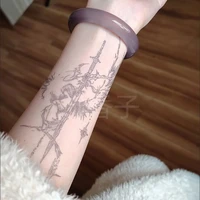 Saint Trial Sword Herbal Tattoo Sticker Angel Judge Semi Permanent Waist Fake Tattoo for Woman Man Punk Art Temporary Tattoos 2