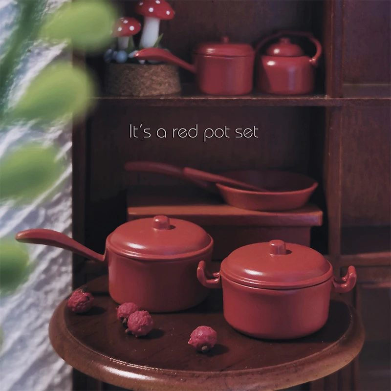 Miniature Dollhouse Cookware Pot Set with Kitchen Utensils - 11-Piece Decorative Micro Scene Props Gift Set
