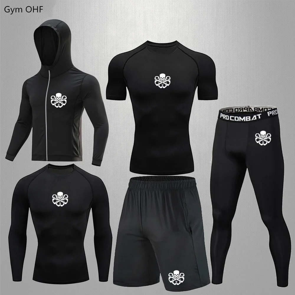 

Rashguard Men's Running Fitness Sports Suit Gym Running Set Sanda Exercise Fitness Sports Pants Men's Set Football Sports