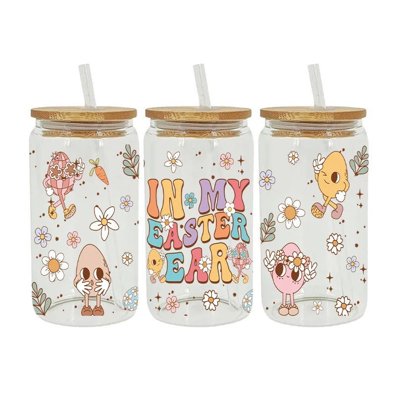 UV DTF Transfer Sticker Easter DIY Waterproof Decals For 16oz Libbey Glasses Wraps Bottles Cup Can D28649