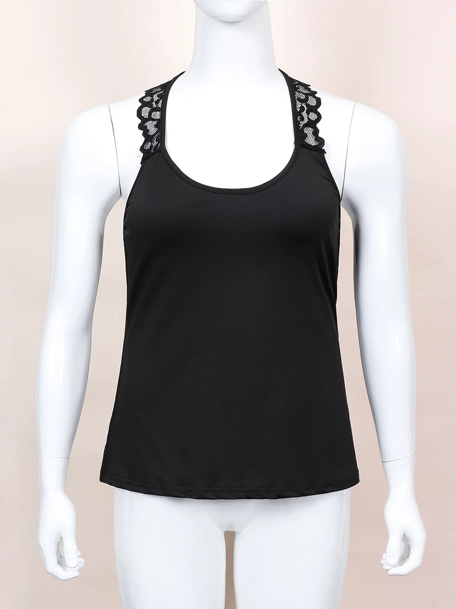 Finjani Plus Size Tank Top Summer Women's Clothing Lace Trim Strap High Elastic Black Cami Top Sexy Women Tops