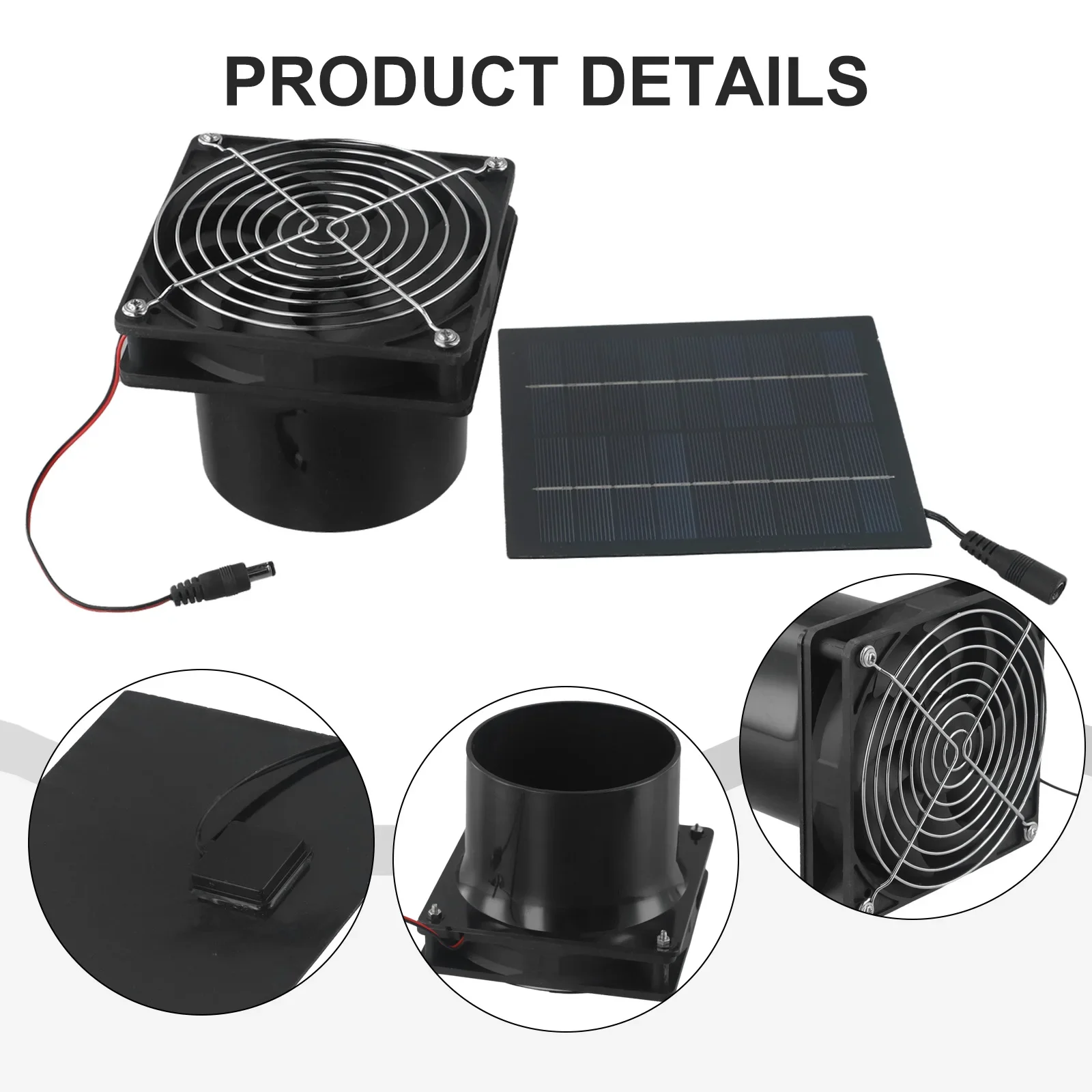 1pc Solar Powered Exhaust Fan 50W Solar Panel With High Speed Exhaust Fan For Home Kitchen Greenhouse Treehouse