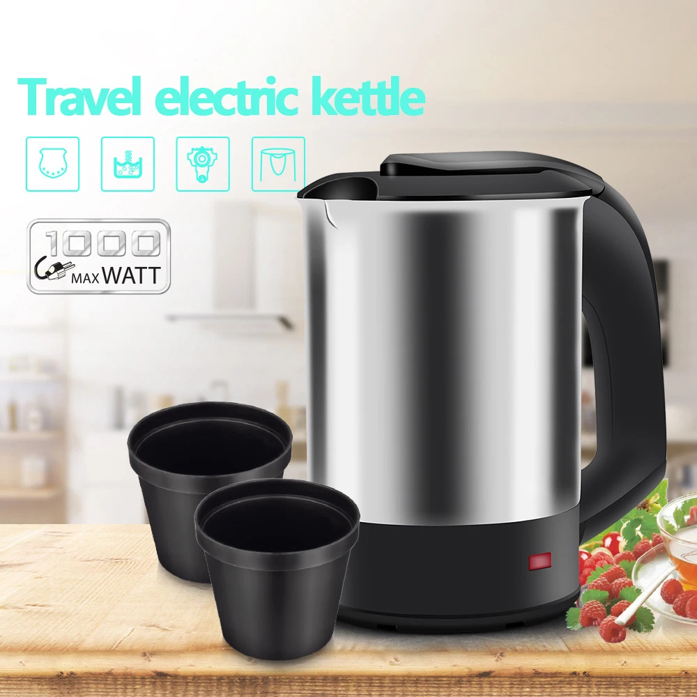 Mini Electric Kettle Tea Coffee Stainless Steel 1000W Portable Travel Water Boiler Pot 0.5L For Hotel Family Trip 5