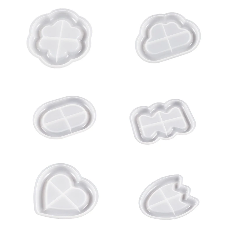 Geometric Silicone Tray Mold for Organizing Jewelry Stationery Flower Cloud Plate Resh Mold Heart Dish Epoxy Mold jewelry stationery flower cloud shape plate resh mold heart dish epoxy mold dropship