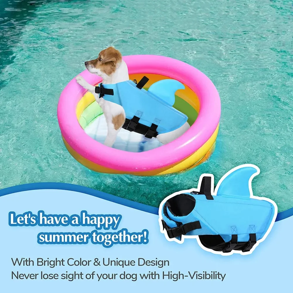 Dog Swimming Vest with Shark Fin Pet Summer Safety Clothes Dog Life Jacket Corgi Swimwear Bulldog Life Vest Pet Swimming Suit