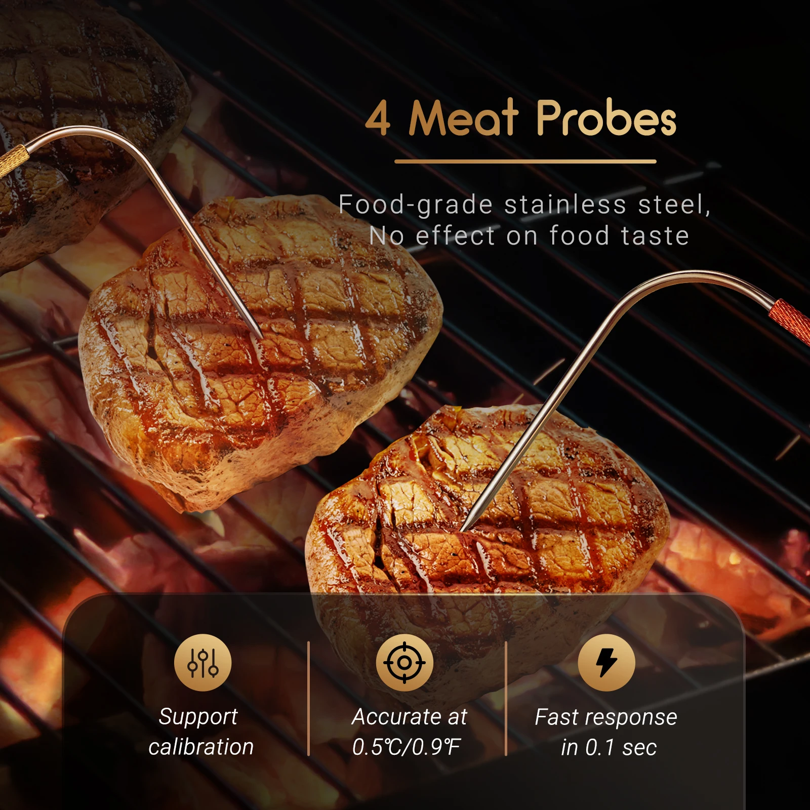 Inkbird Wireless Meat Thermometer, 4 Probes Bluetooth Meat