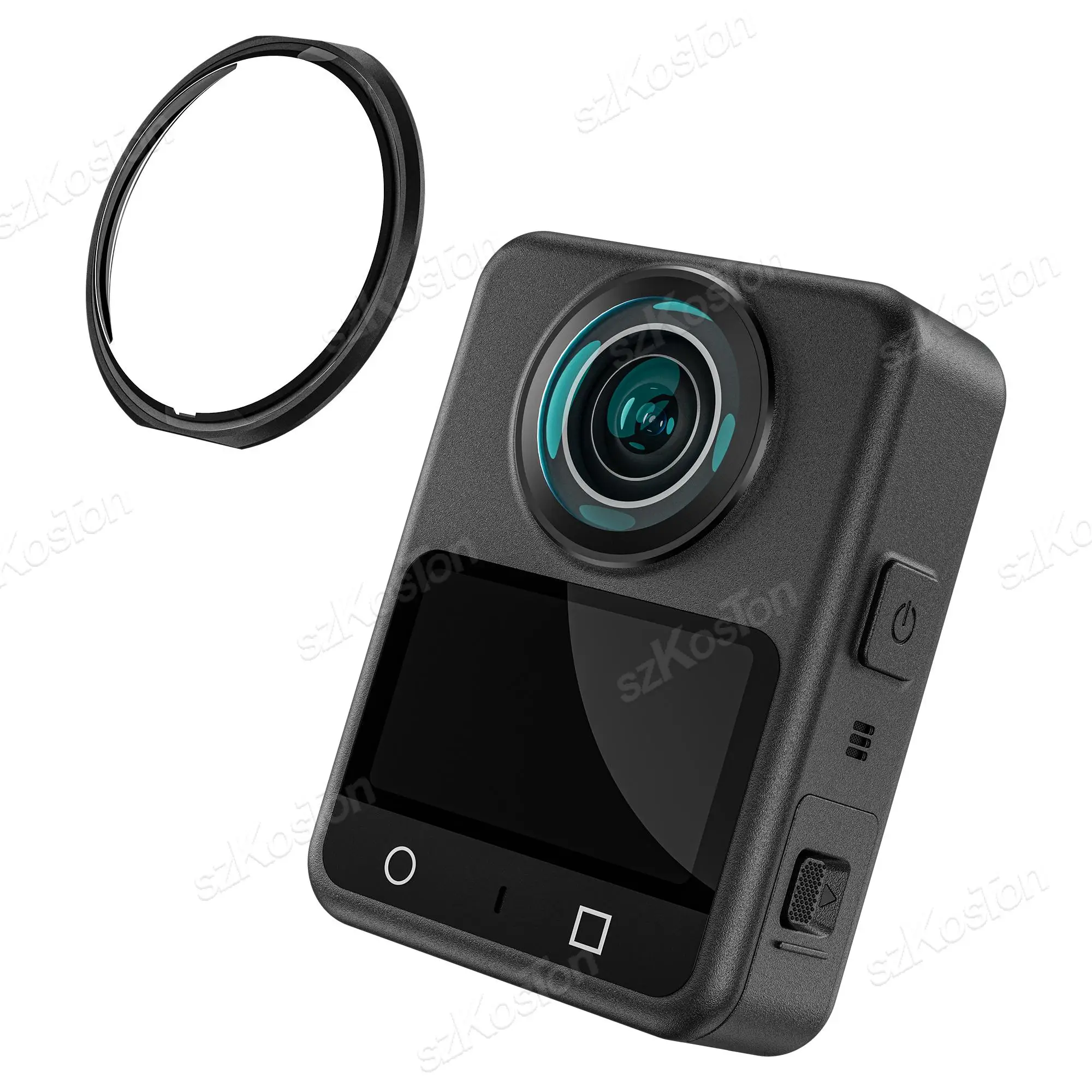 Support de fixation pour DJI Osmo Action 360, démonté, montrant les différentes pièces, accessoire de montage robuste et polyvalent.