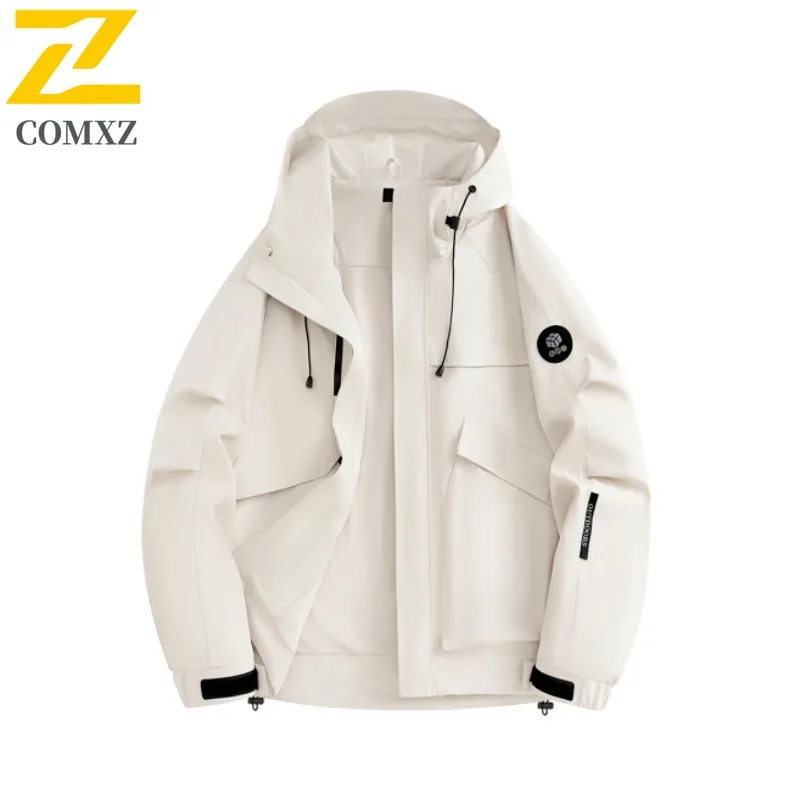 COMXZ Simple Men Jacket Hooded Outdoor Climbing Wind Resistant Motorcycle Coat Leisure Everyday Wear Light Autumn New Coats