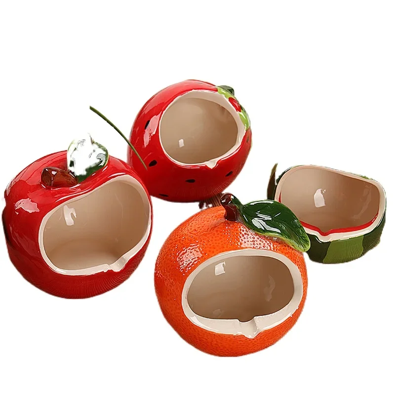 Home Ceramics Fruit Crafts Apple Strawberry Watermelon Ashtray Living Room Decorations European Creative Ashtray Party Gift