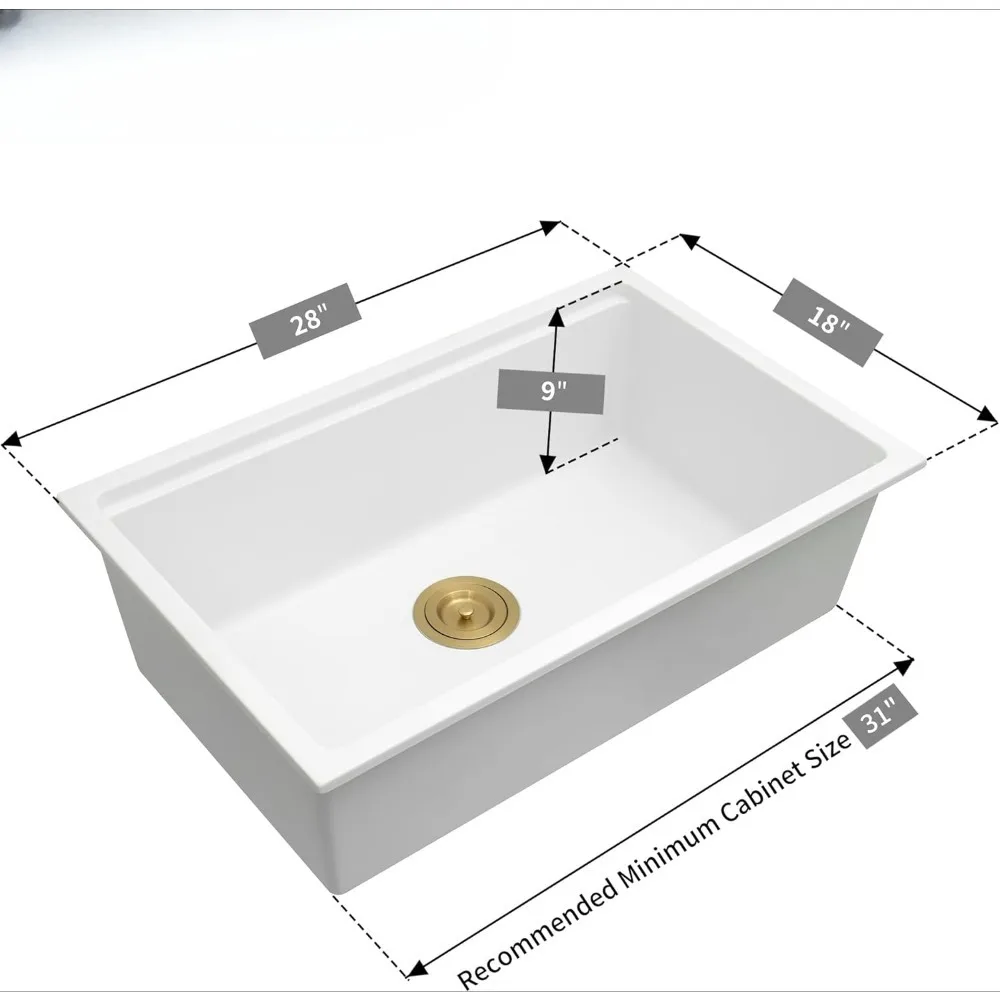 White Undermount Kitchen Sink Granite Composite Kitchen Sink,Single Bowl Undermount Workstation Sink  kitchen sink 3
