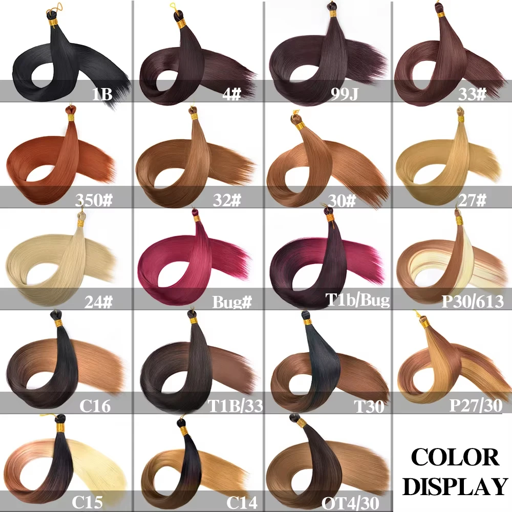 For Women Synthetic Ariel Straight Pony Hair Bundles Crochet Braids Hair Braiding Hair Ombre Brown Crochet Hair Extensions 5