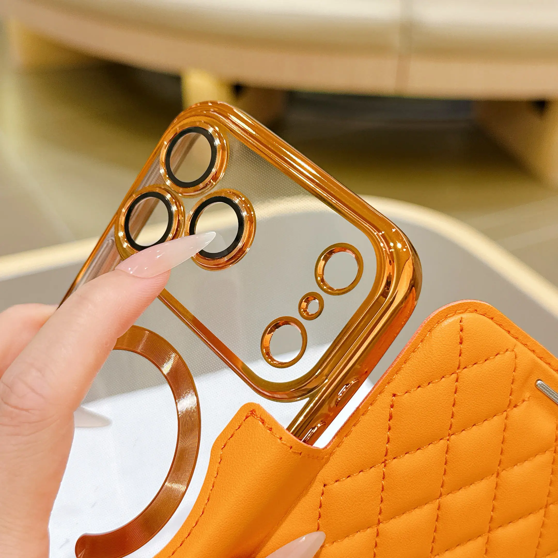 Elegant PU Leather Flip Wallet Phone Case with Card Slots and Magnetic Closure