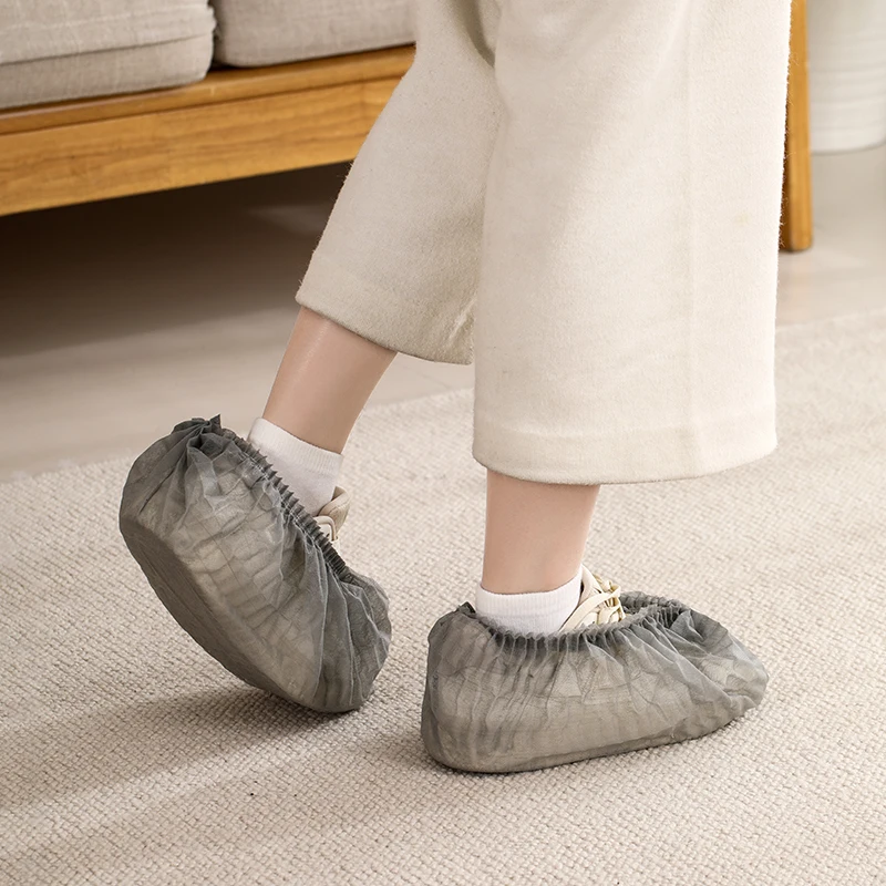 Disposable Indoor Shoe Covers Non-Woven Fabric Thickened Wear-Resistant Dustproof Anti-Slip 60PCS