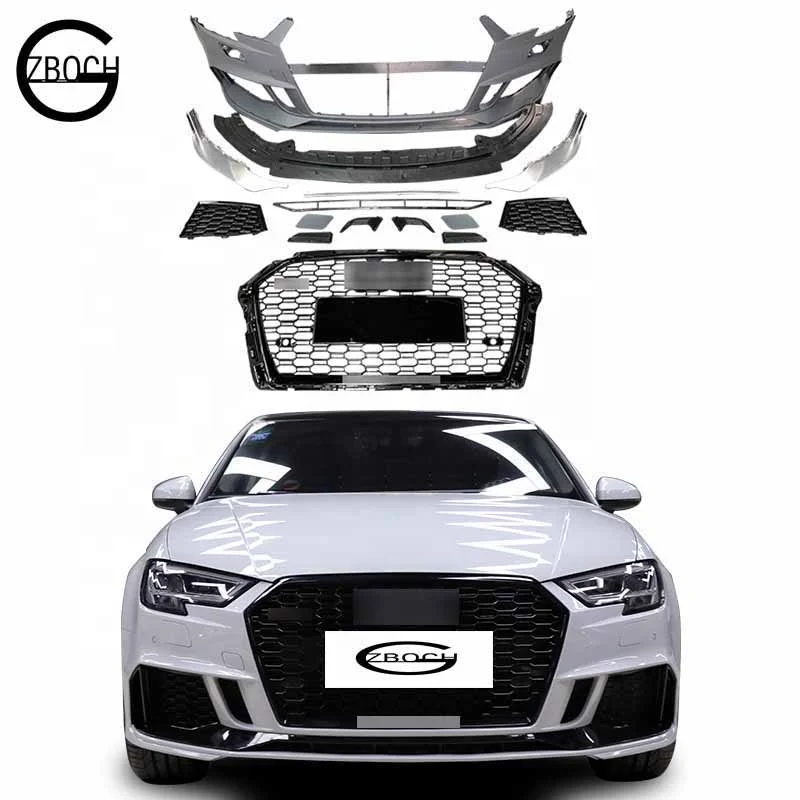 

High quality auto parts Front car bumpers for 2017-2019 AudisA3 S3 upgrade RS3 body kits with Grill Front bumper