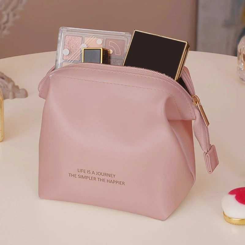 Makeup Bag Travel Cosmetic Bag for Women PU Leather Waterproof Toiletry Bag Large Zipper Toiletries