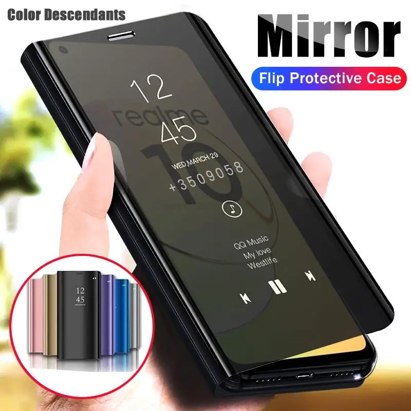 Per Samsung Galaxy A12 A12 Custodia Magnetica Smart View Mirror Custodia In Pelle Flip Stand Per Samsung A12 A 12 12A Cover Posteriore